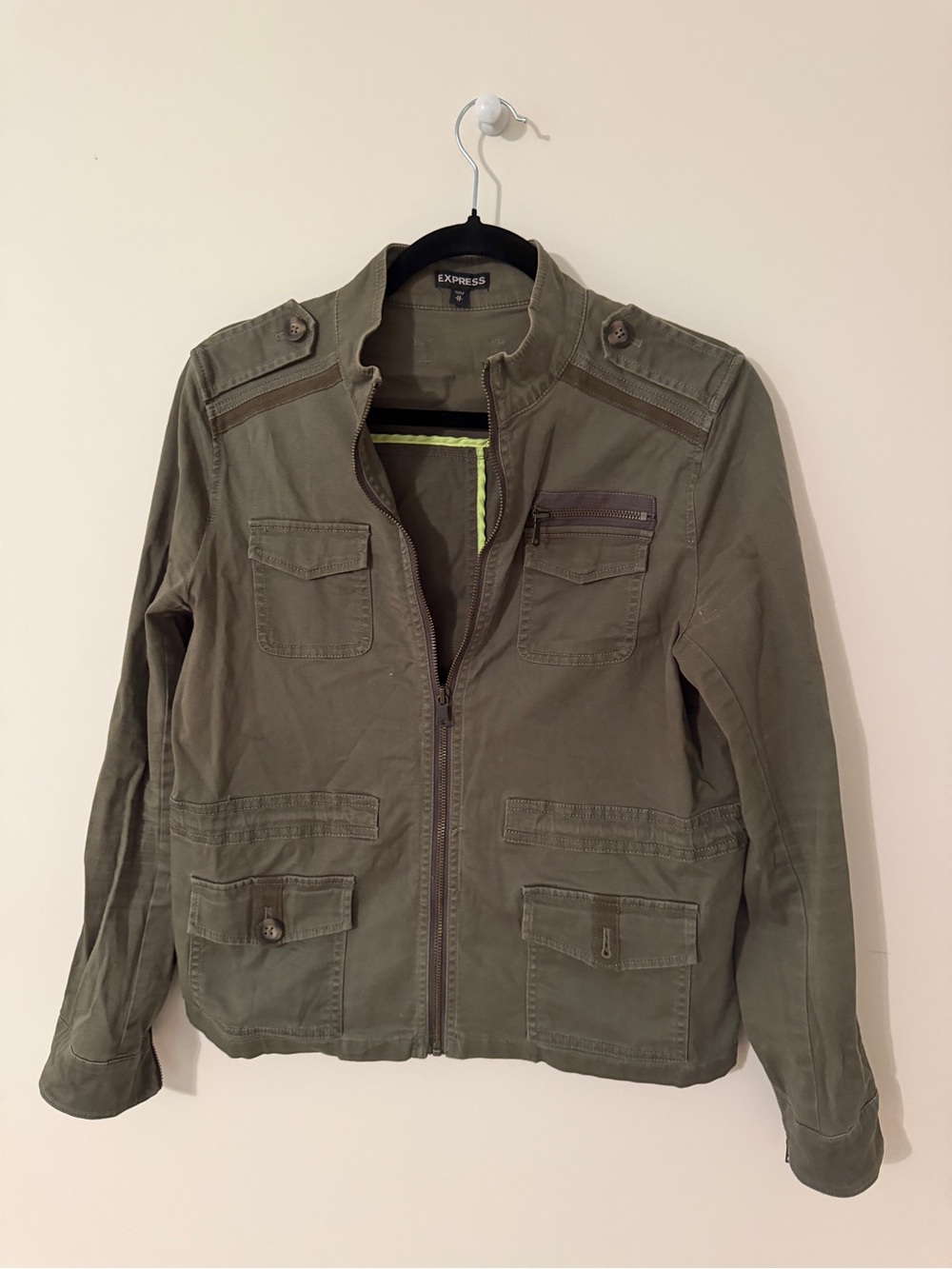 Express Olive Green Military Utility Jacket